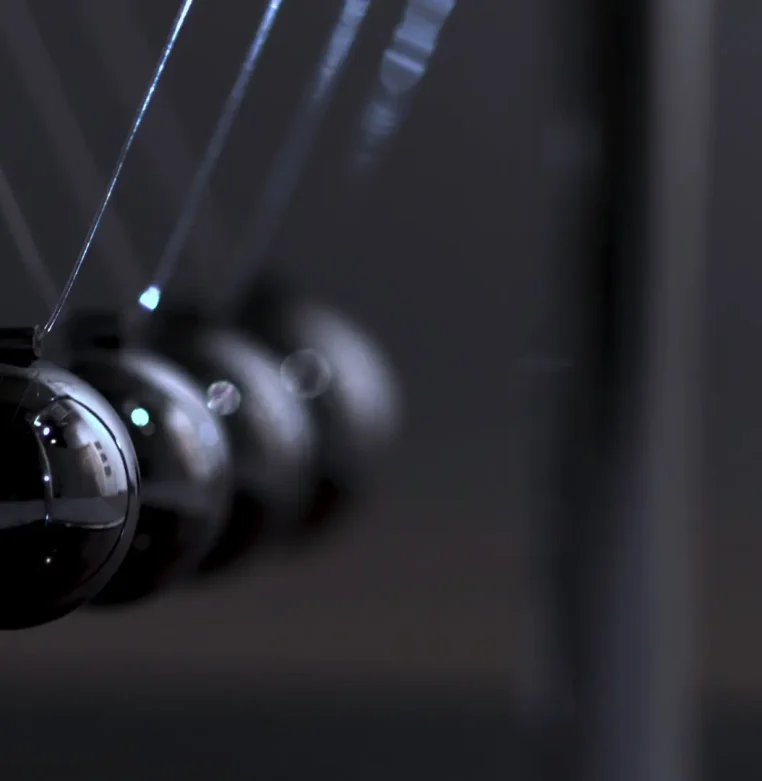 Newton's cradle physics concept for action and reaction or cause and effect. Balls Newton